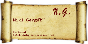 Niki Gergő névjegykártya